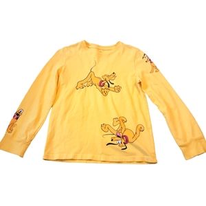 Authentic Disney brand yellow long sleeve Goofy kids shirt size Large 10-12